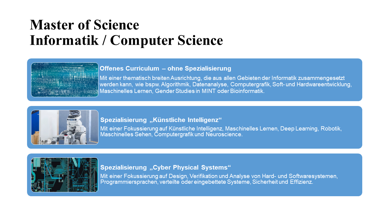 MSc Informatik Aufbau offen oder Spezialisierung